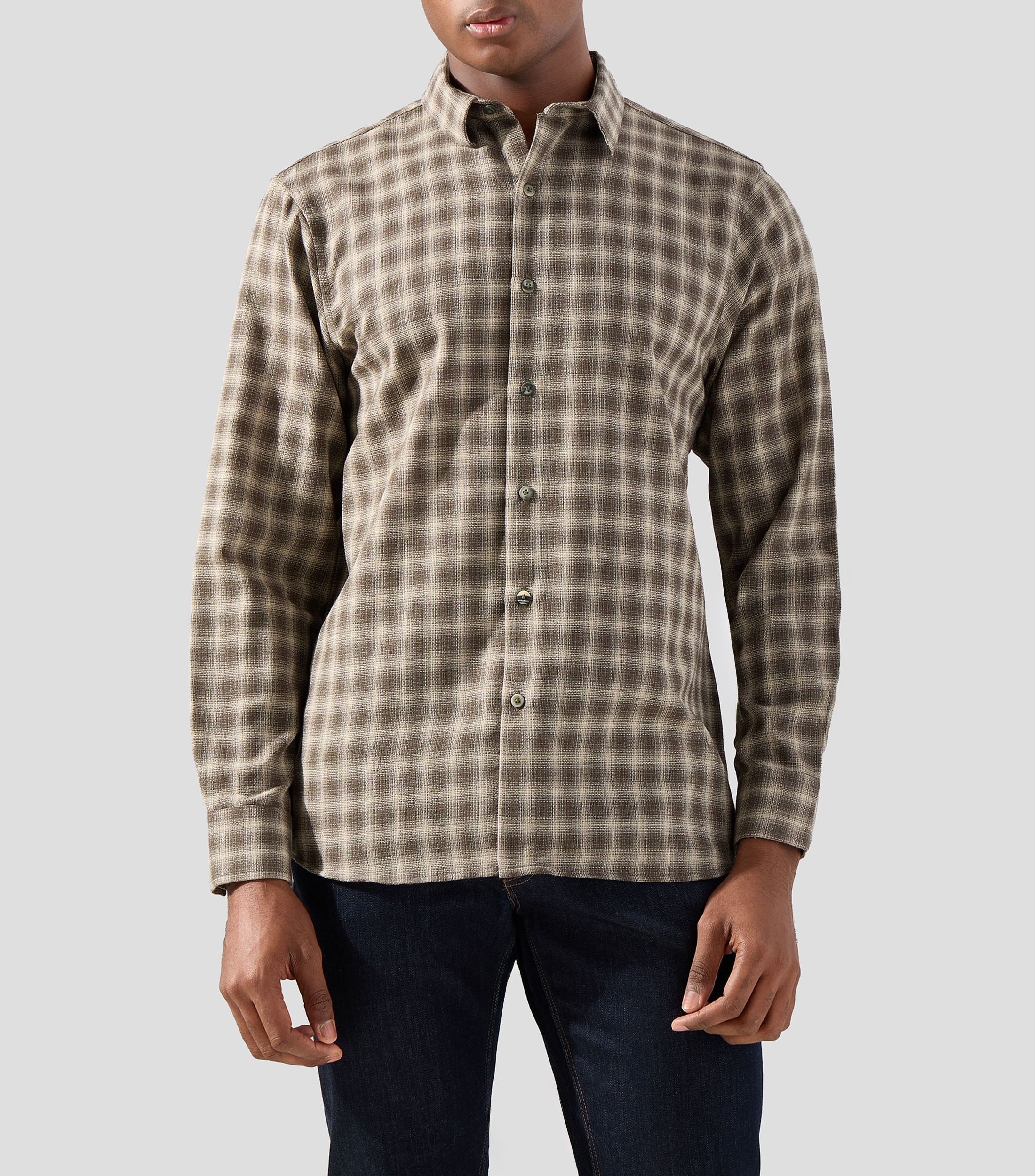 Camisa con cuadros manga larga Hombre